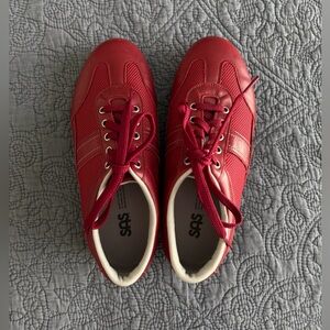 SAS Ruby Red Genuine Leather Lace-Up Walking Sneakers